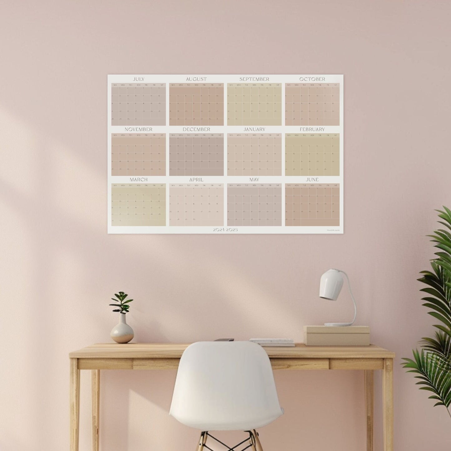 2024 2025 Midyear Large Wall Calendar, Modern Pastel, College Student Gift,