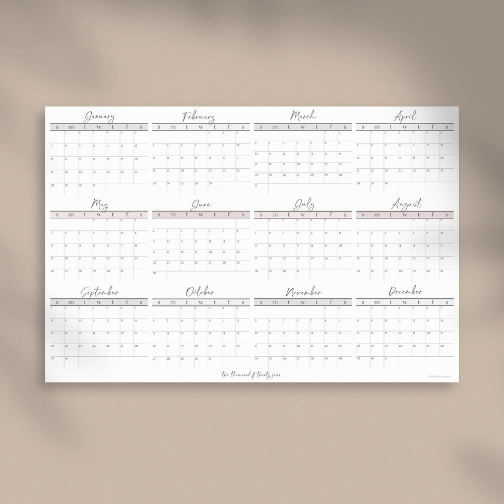 
                      
                        A large wall calendar poster for 2024, in a minimalist design with a hint of colour
                      
                    