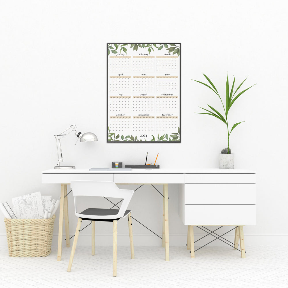 
                      
                        Printable 2024 Wall Calendar, Botanical Art Wall Planner, Full Year Digital Calendar,
                      
                    