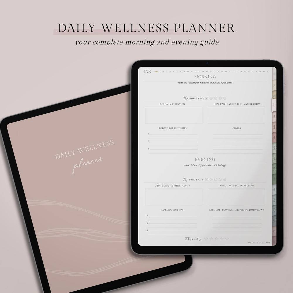 Digital Wellness Journal, Self Care Planner, Daily Routine Gratitude Journal,