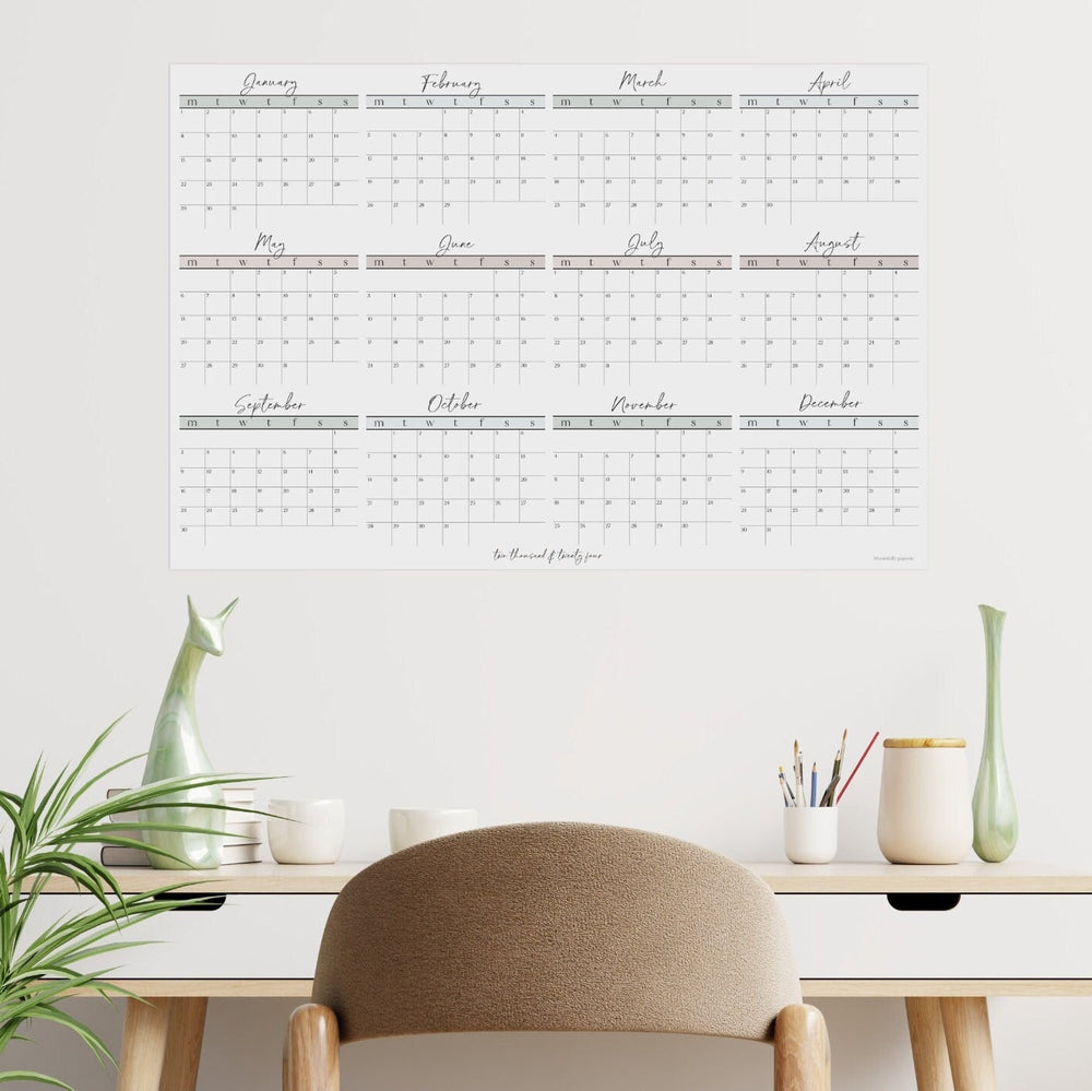 2024 Wall Planner In Scripted Simplicity